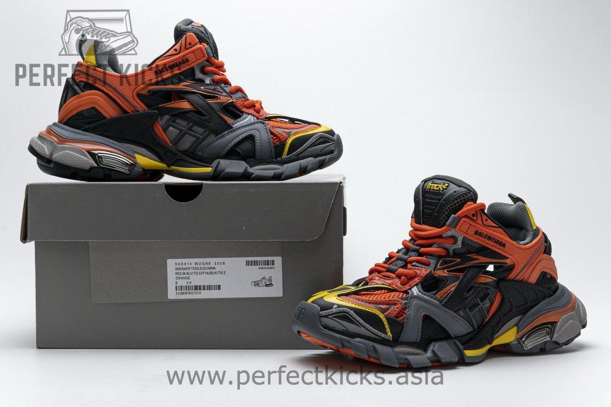 568614 W2GN8 2008 Blenciaga Track 2 Sneaker Black Orange