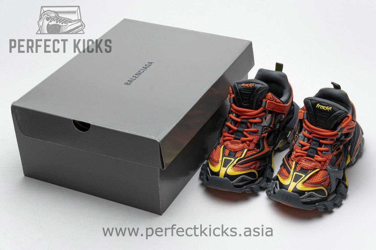 568614 W2GN8 2008 Blenciaga Track 2 Sneaker Black Orange