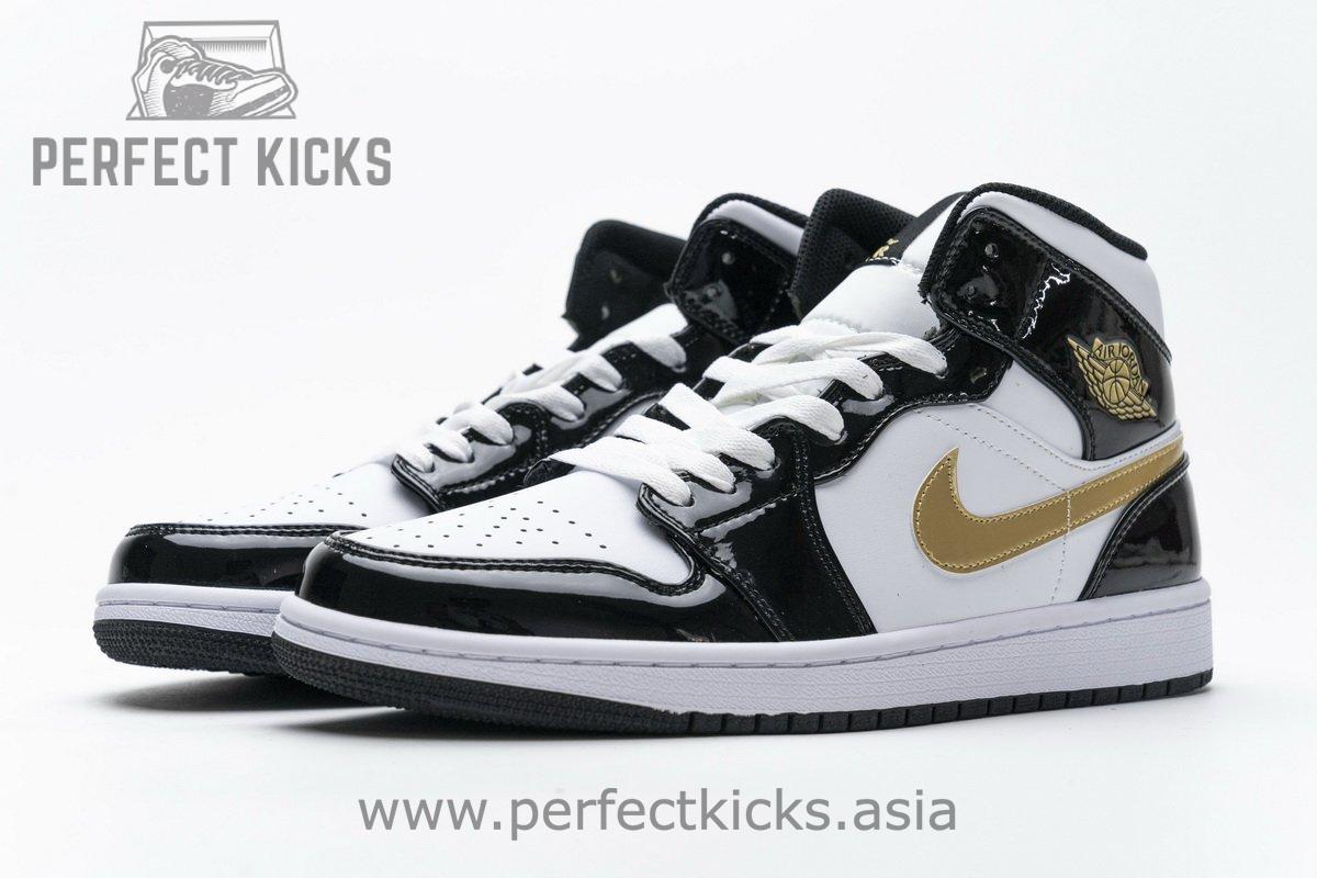 852542-007 Air Jordan 1 Mid Gold Patent Leather
