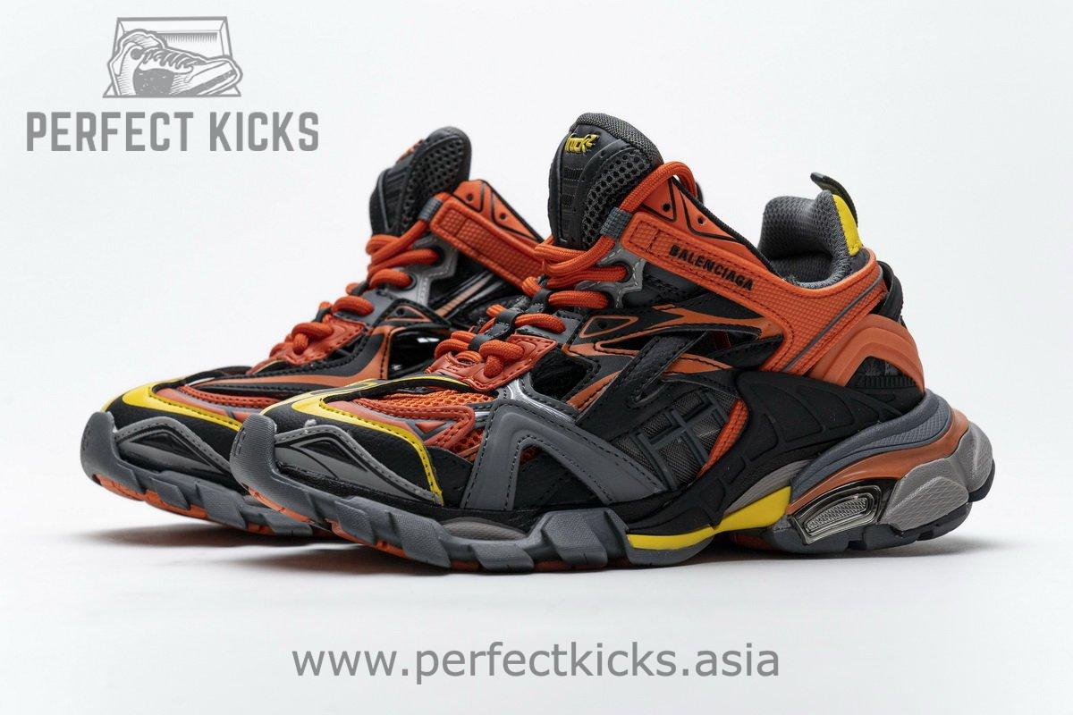 568614 W2GN8 2008 Blenciaga Track 2 Sneaker Black Orange
