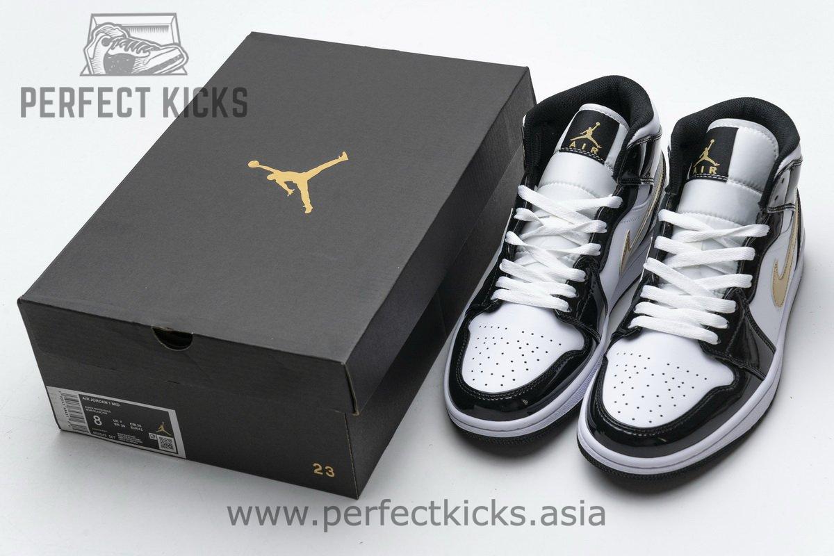 852542-007 Air Jordan 1 Mid Gold Patent Leather