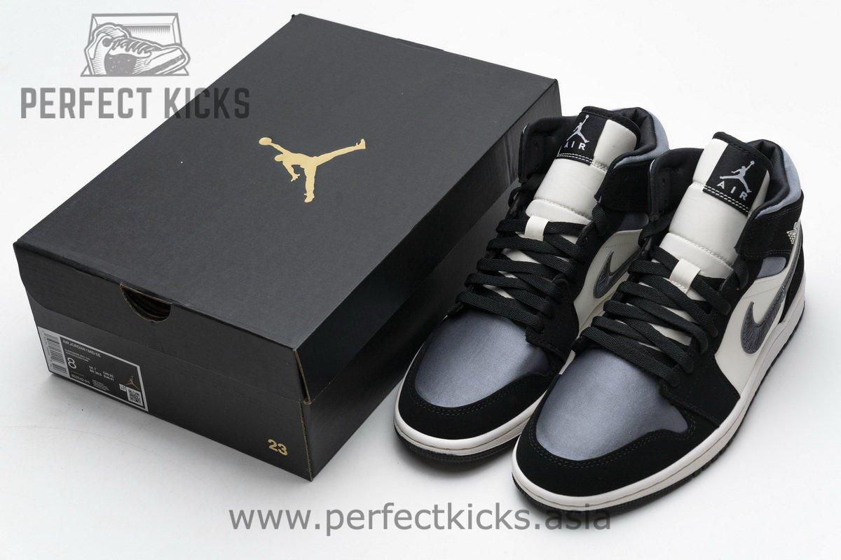 852542-011 Air Jordan 1 Mid Satin Grey
