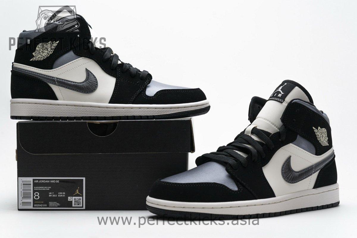 852542-011 Air Jordan 1 Mid Satin Grey