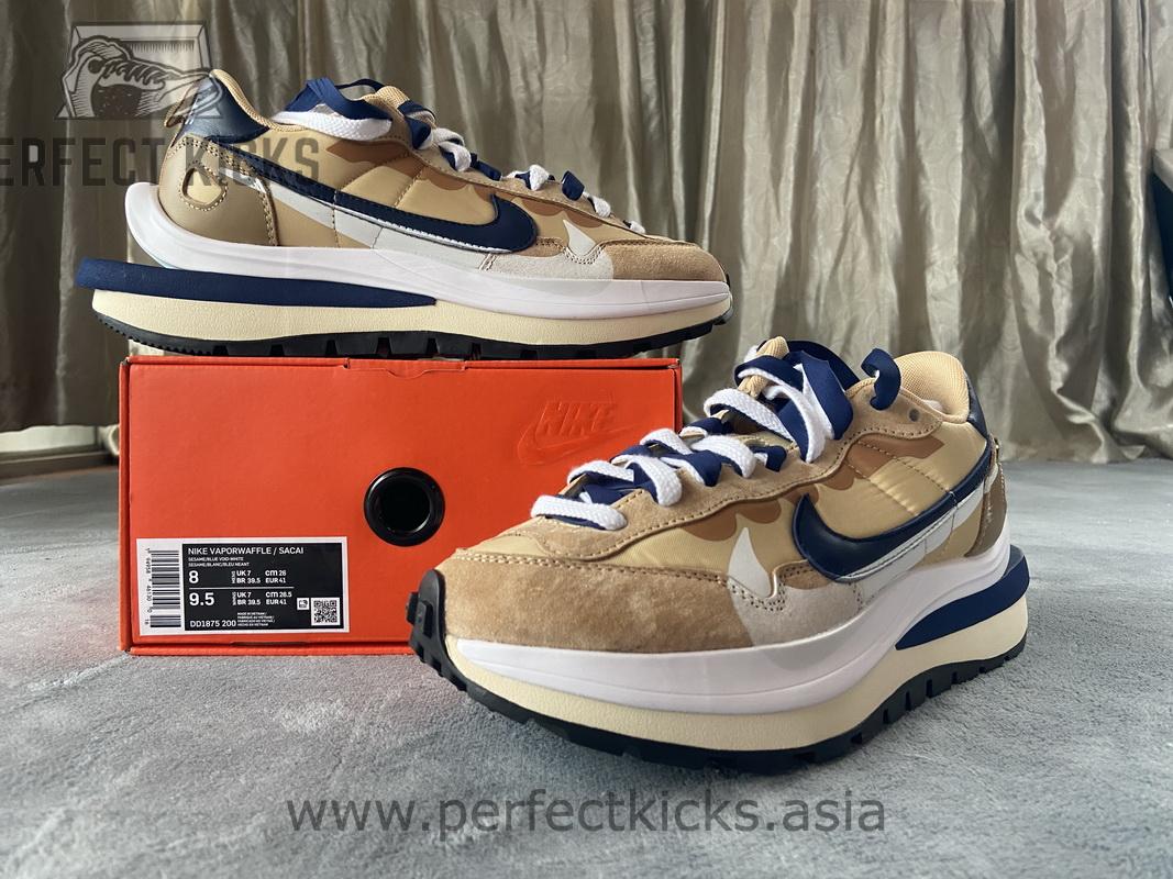 Sacai x Nike VaporWaffle Sesame and Blue Void